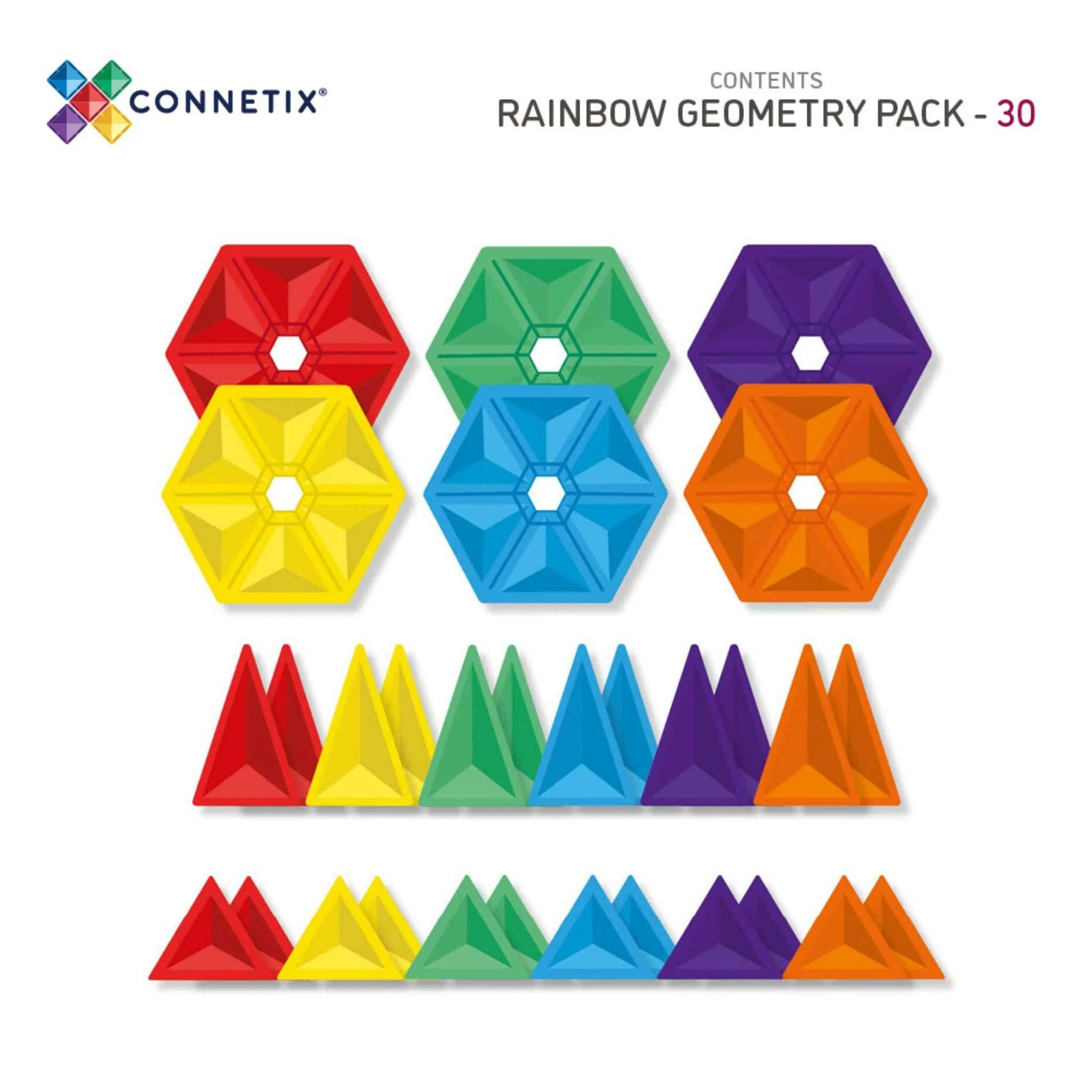 Connetix Magnetic Tiles 30 Piece Rainbow Geometry Pack - Image 3