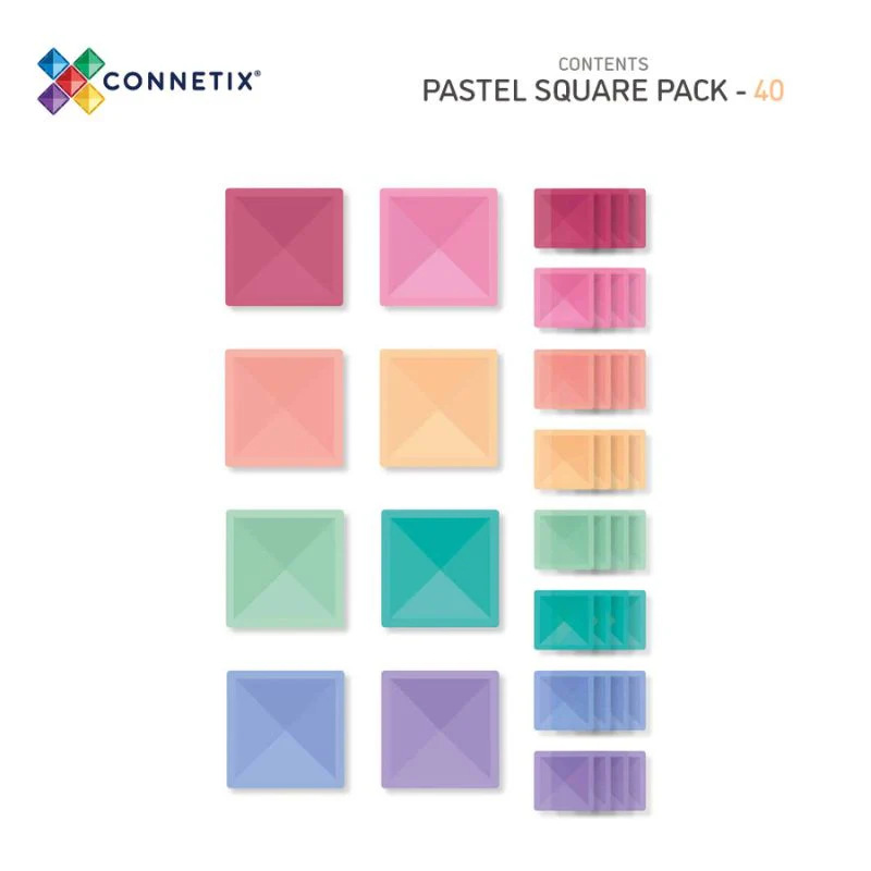 Connetix Magnetic Tiles 40 Piece Pastel Square Pack - Image 7