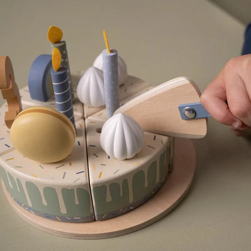 Little Dutch Wooden Birthday Cake - Blue - Image 3