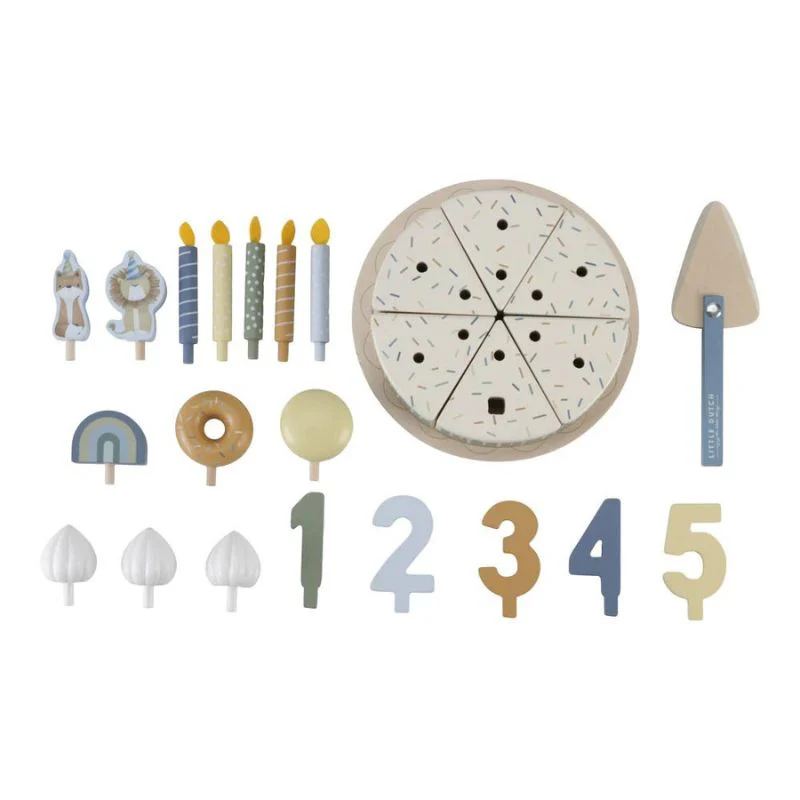 Little Dutch Wooden Birthday Cake - Blue - Image 5