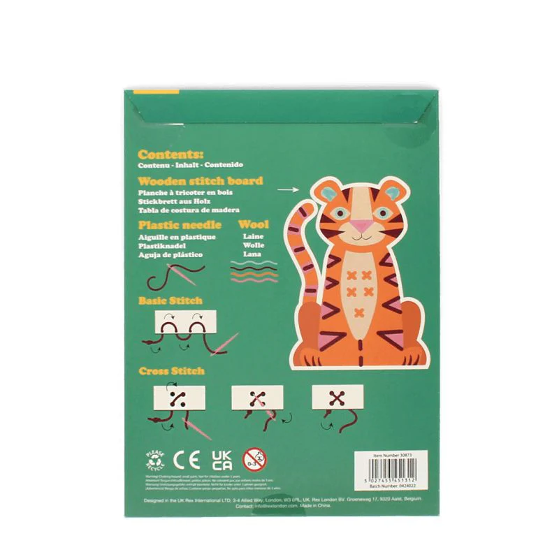 Rex London Learn To Sew Wooden Hand-Stitch Set Tiger - Image 4