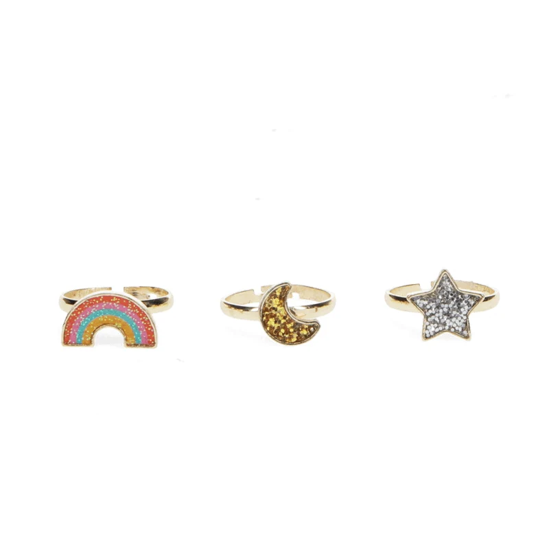 Rex London Star, Rainbow and Moon Glitter Rings - Image 3